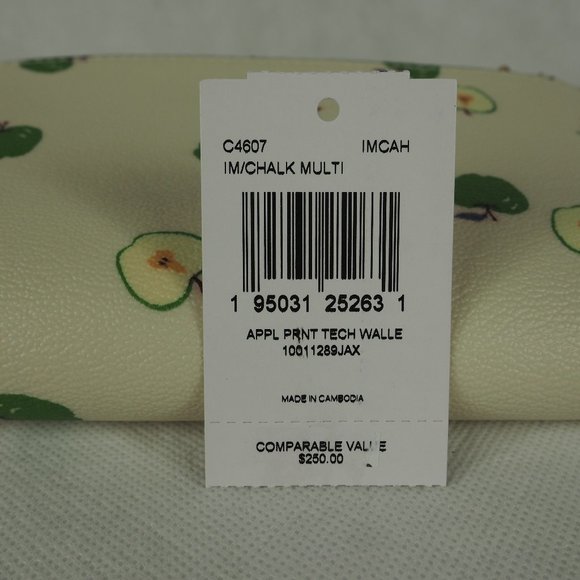 Coach Tech Wallet Canvas Leather Phone Apple Print Chalk White Green Multi C4607 - Picture 10 of 10